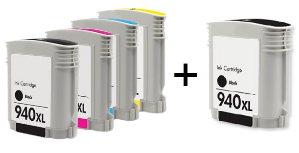 Compatible HP 940XL Full Set of Ink Cartridges + EXTRA BLACK 